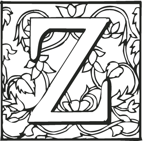 Letter Z With Ornament Coloring Page